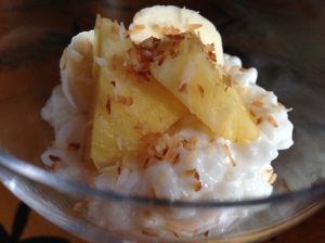 Sweet and creamy: coconut rice pudding, pairs beautifully with pineapple